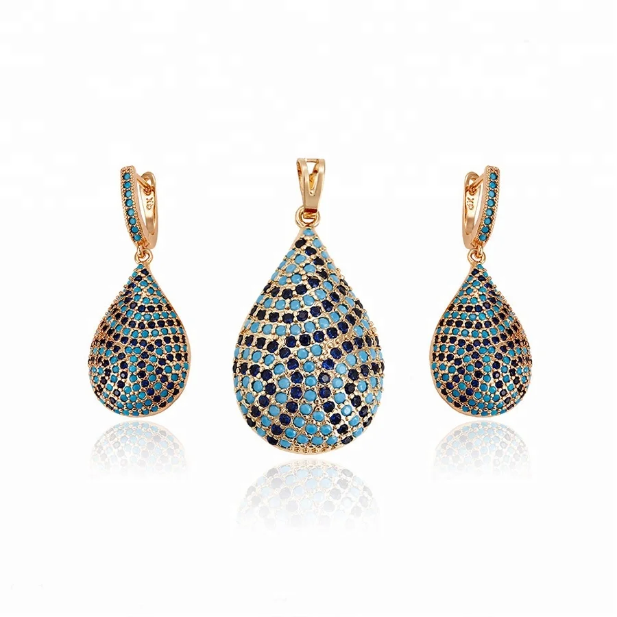 

64198 Xuping African Style Water Drop Jewelry Set, Gold color
