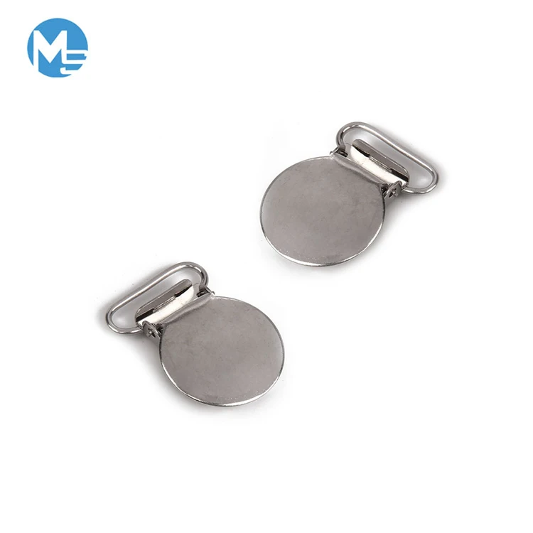 

Foshan cheap metal suspender clip bulk wholesale stainless steel round 20mm metal trouser brace clips, Nickle