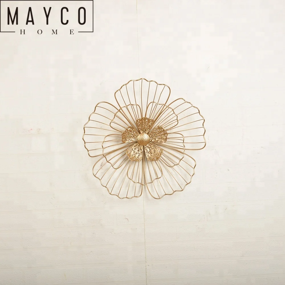 

Mayco Golden Metal Wall Art Flower Decor Use for Room, Gold