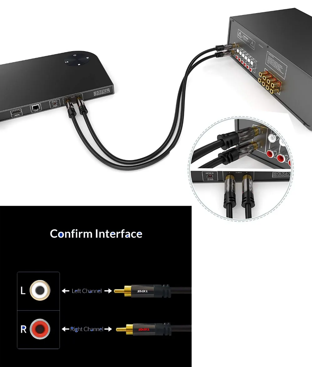 High Quality Rca Audio Cable 2 Rca To 2 Rca 24k Gold Plated Oxygen Free