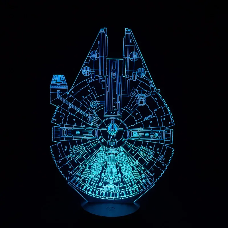 New disinged multicolor changing night lamp acrylic Millennium Falcon 3d Led Night Light