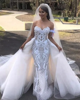 mermaid wedding dress with detachable skirt