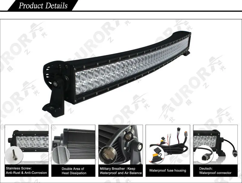 IP69K waterproof AURORA 50inch curved led light off road light