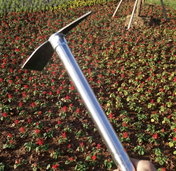 
multifunction aluminum alloy survival camping folding pickaxe and hoe with compass 