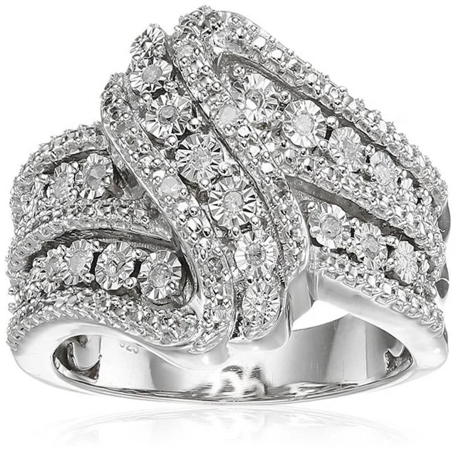 

Luxury Female Girls White Zircon Wedding Ring 925 Sterling Silver CZ Stone Ring Promise Engagement Rings For Women