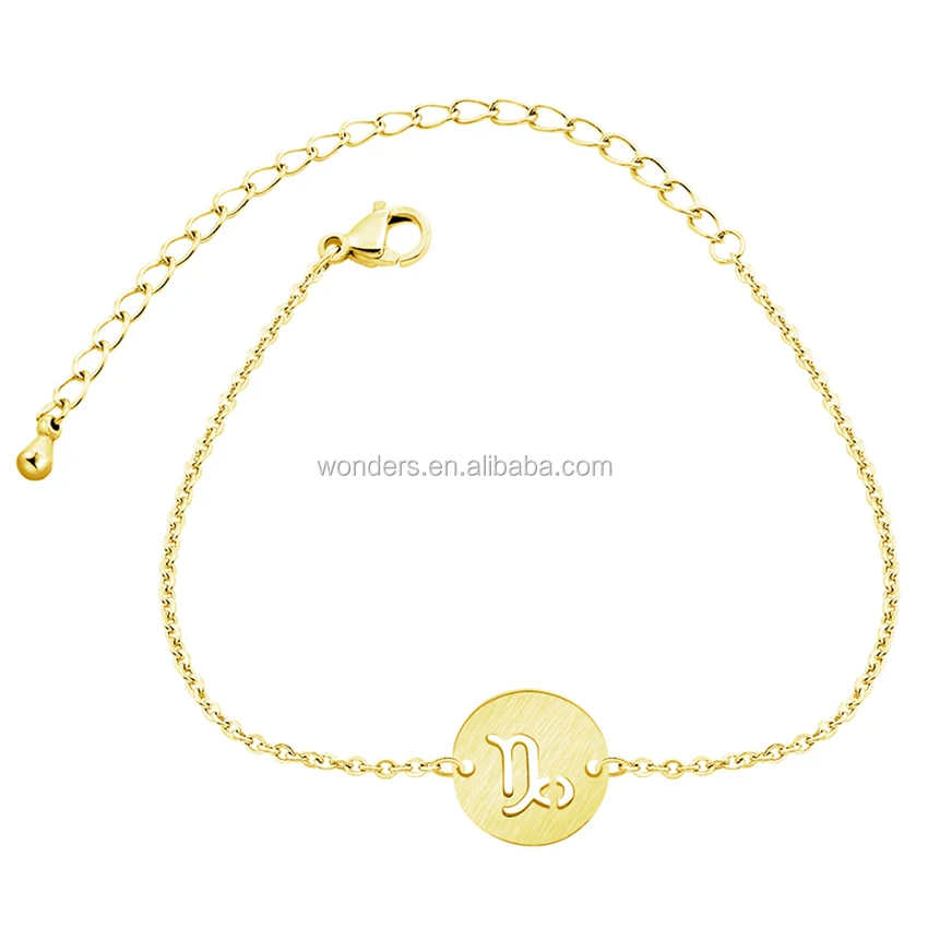 

12 Zodiac Signs Charm Pendant Bracelet For Girl Rose Gold Bracelet Women Stainless Steel Jewellery