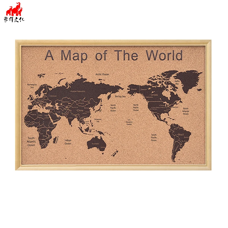 
World map on wall with wooden color printing for China Asia Europe Southeast Asia Middle East USA map 