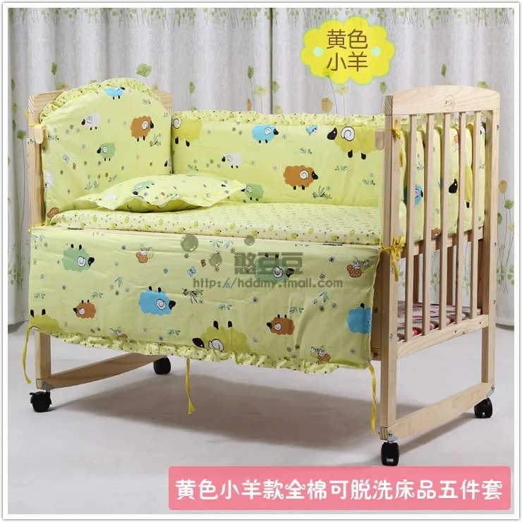Promotion 7pcs Baby Bedding Set Cute Baby Crib Nursery Bedding Set bumper duvet matress pillow