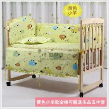 Promotion 7pcs Baby Bedding Set Cute Baby Crib Nursery Bedding Set bumper duvet matress pillow
