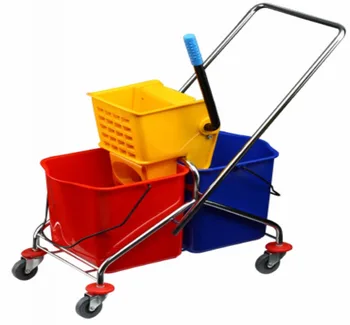 Double Bucket 60l Mop Wringer Trolley Side Press Double Bucket 60l Mop Wringer Trolley