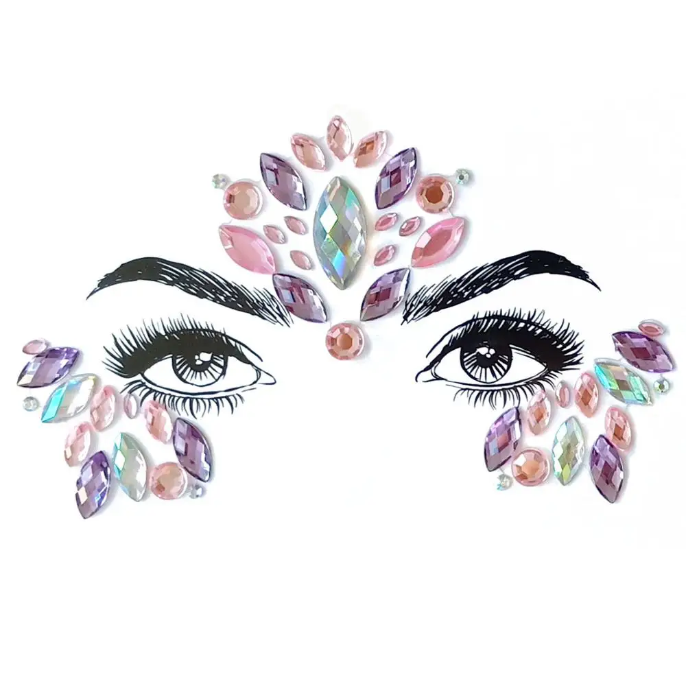 

2019 Hot Sell customized adhesive face Jewels and body crystal Tattoo sticker, N/a