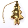 High Quality Stainless Steel Gold plated christmas tree Tea Infuser with universal chain hot sale tea filter