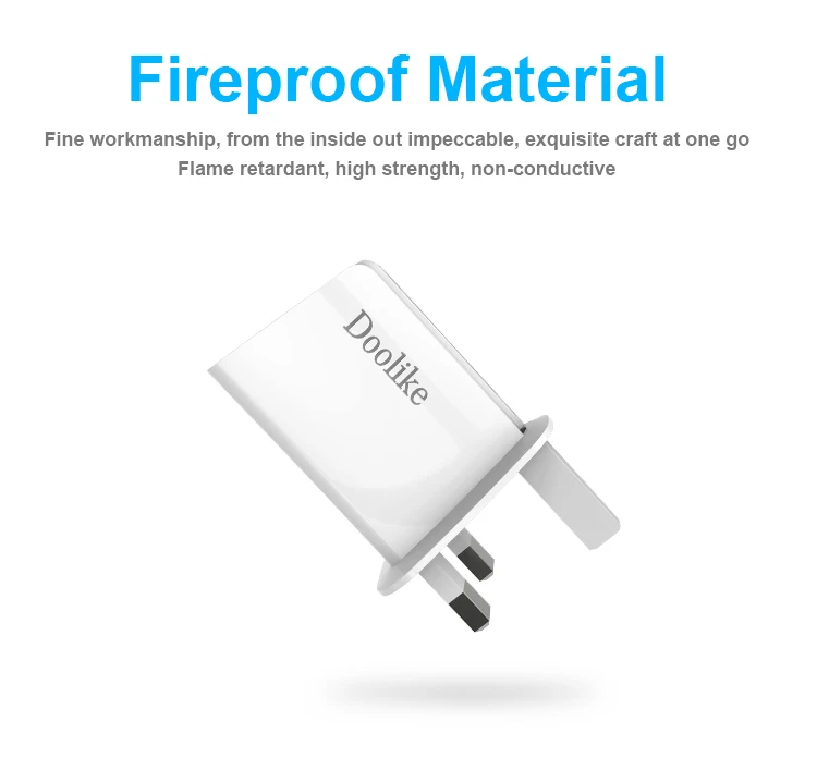 Dual USB Wall Charger with USB Charging Cable Portable UK Plug 5V-2.1A Charger Adapter