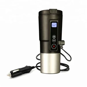 Image of Temperature Control Travel Tumbler-Redsalmon Auto12V Smart Electric Heated coffee mug with LCD display 410ML/Black