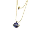 Japanese Style Star Moon Diamond Long Pendant Necklace