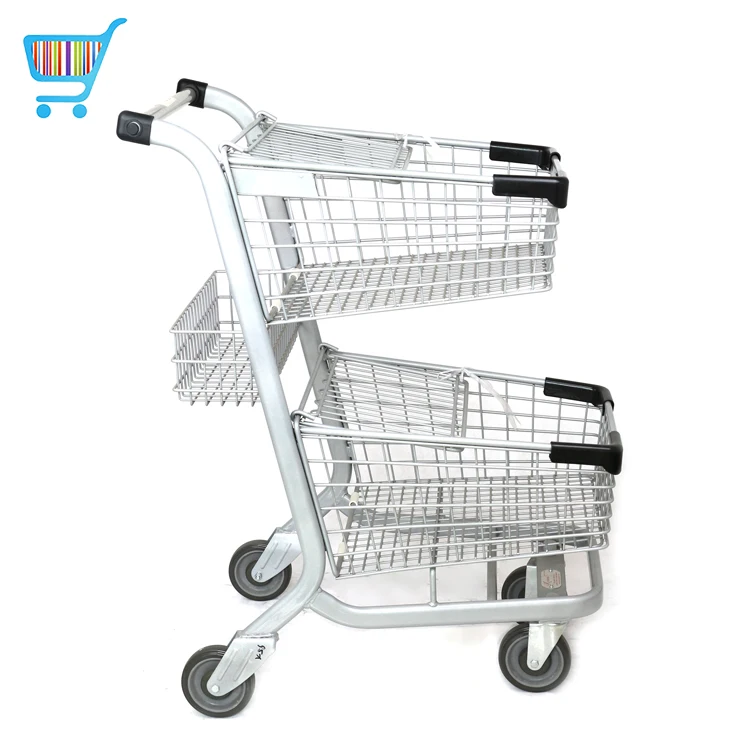 Trolley Double Layer Decker American Shopping Carts Usa Double Baskets
