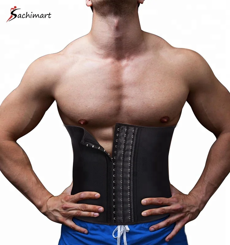 

Sachimart Workout Gym Fitness Clothing Men Waist Trainer Fat Burning Top Girdle Durable Sweat Belt Back Support Body Shaper, Black