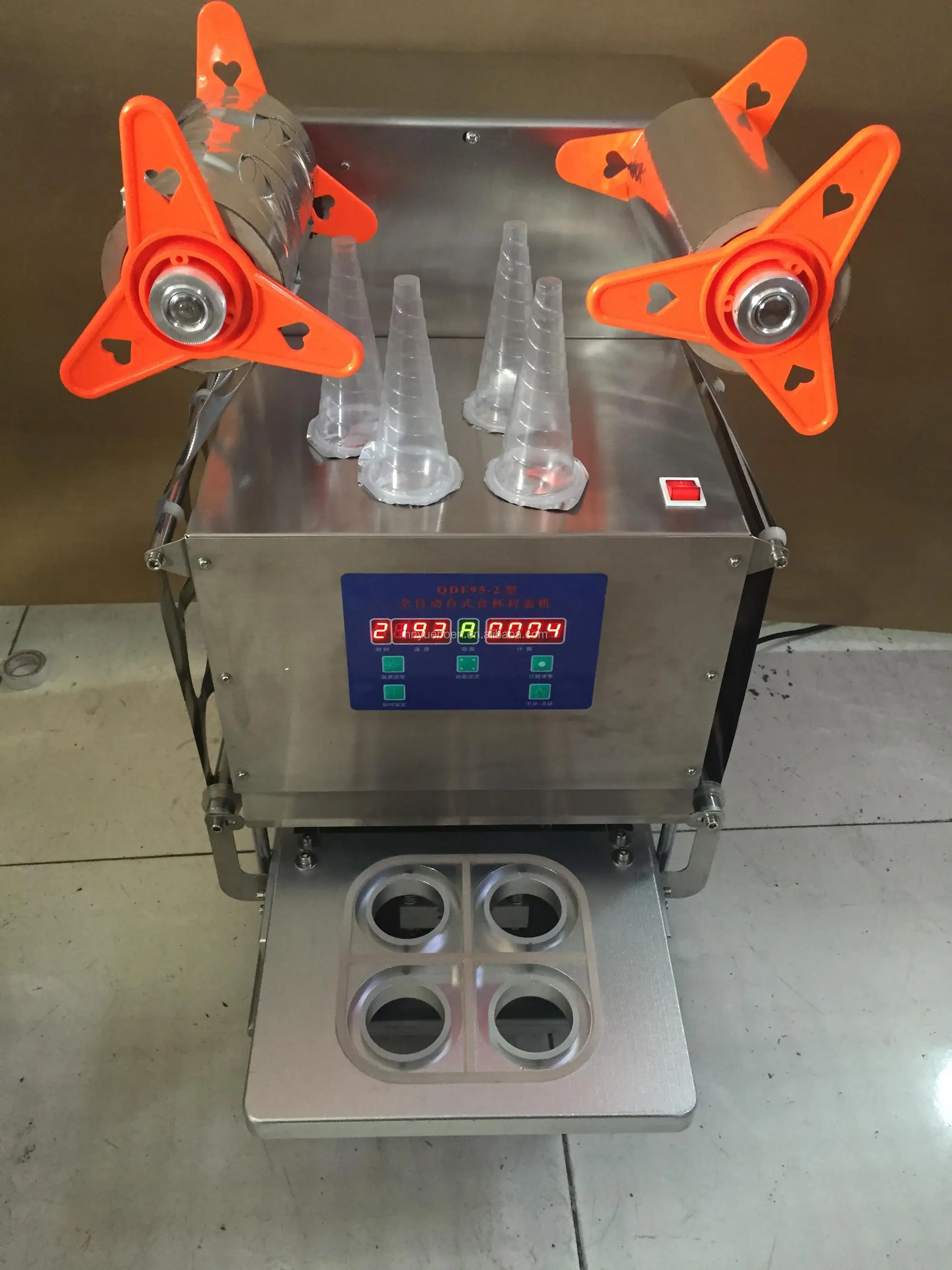 Custom Design 4 Cups Fruit Jelly Cup Sealer Machine/fruit Juice Cup