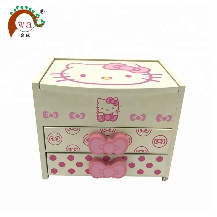 
Custom wooden hello kitty jewelry storage box for jewelry toy 