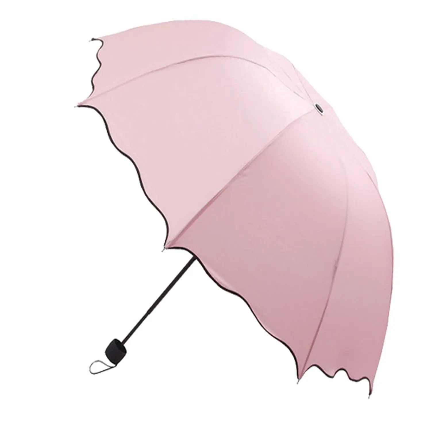 Sannysis Folding Flouncing Princess Dome Parasol Sun Rain Umbrella Hot Pink