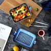 Good quality kitchen used rectangle blue wholesale baking ceramic bakeware ceramics