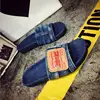 LM4028Q big size casual slippers women summer denim patch slippers