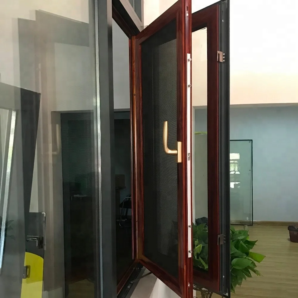 Китай цена производителя алюминиевый сплав рамка двойное стекло окно с сеткой из нержавеющей стали