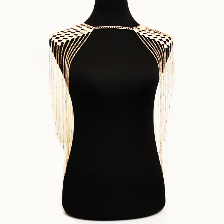

B33343A Europe personality body female body tassel exaggerated shoulder chain, Picture
