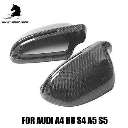 Carbon Fiber Rear View Mirror Cover For Audi A4 B8 S5 A6 A3 without Lane Assit
