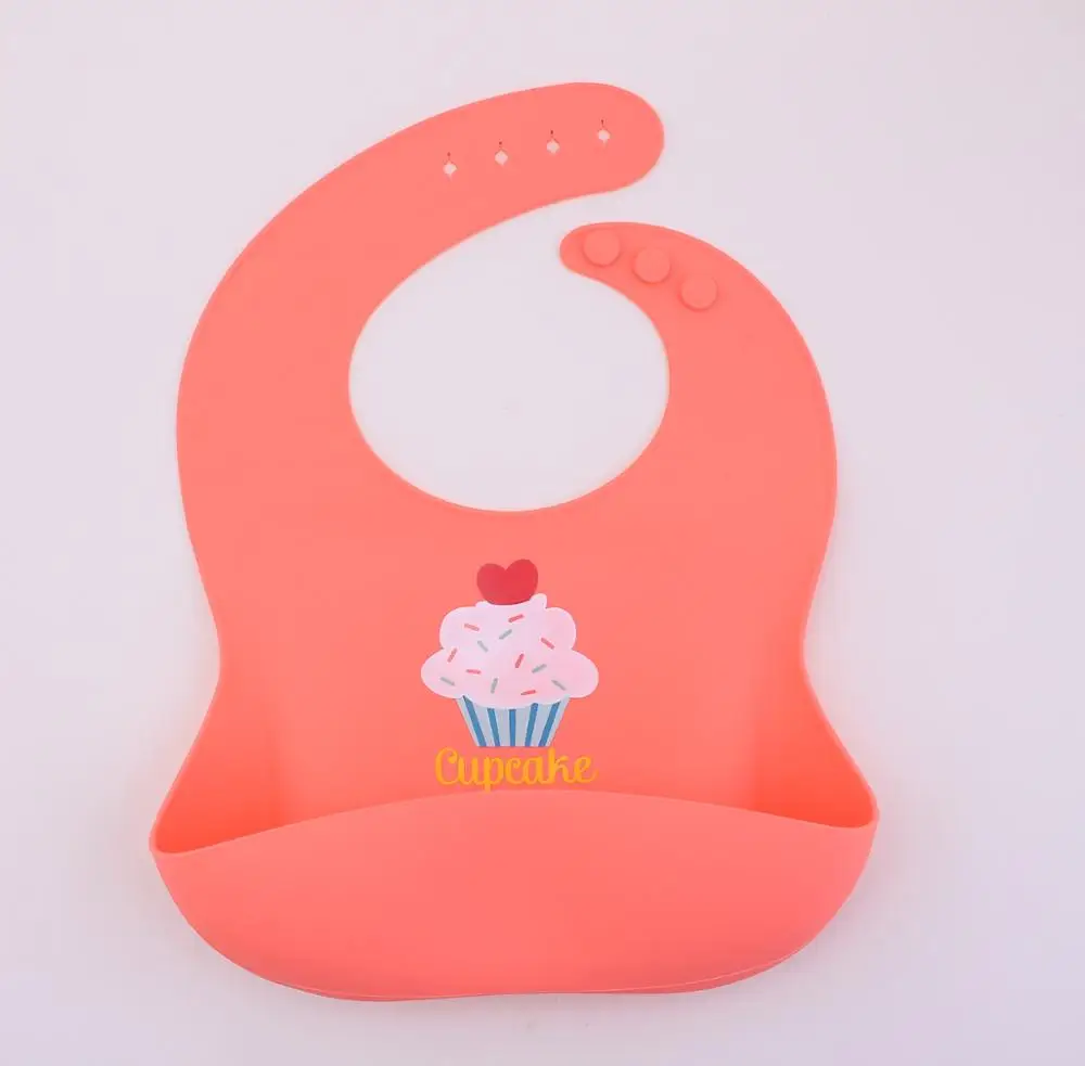 

High quality soft food grade silicone material waterproof silicone baby bib easily wipes clean, Pantone color silicone baby bib