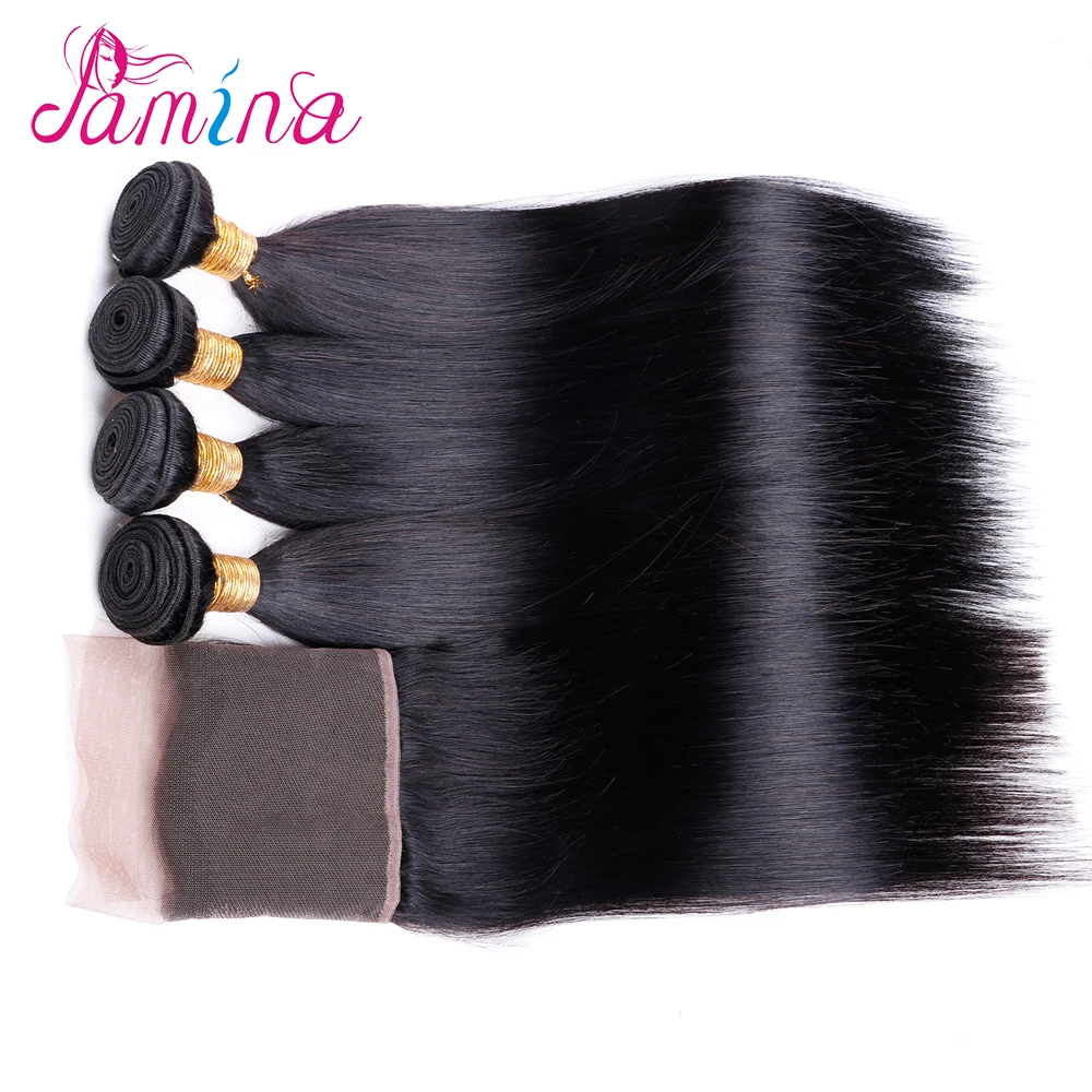 

Peruvian Straight Hair 9A Grade 100% Unprocessed Virgin Human Hair 3 Bundles Weave Natural Color with 4*4 closure