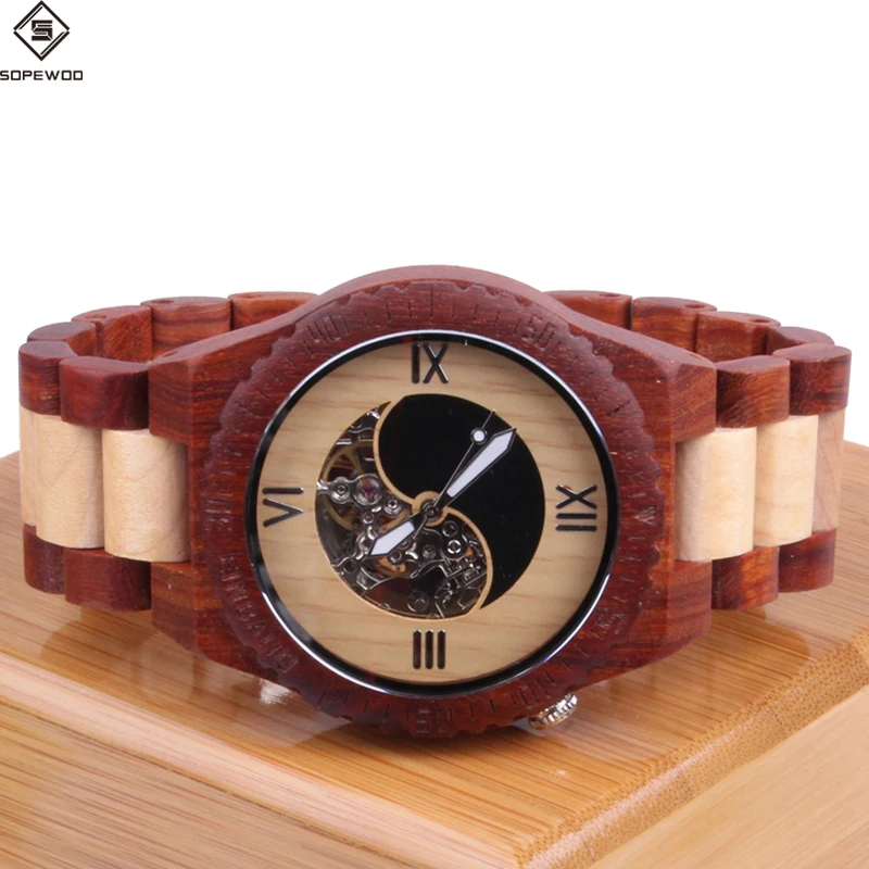 

High quality assurance luxury wholesale mens branded custom logo automatic mechanical waterproof wood bamboo quartz wrist watch, Different natural wood color