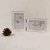 Eco-friendly chic antique white bird design foldable wooden photo frame