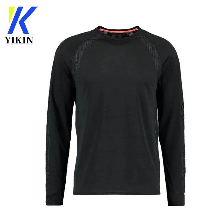 Wholesale Mens Black Long Sleeved Top Sports Fit Mesh In Bulk T Shirt
