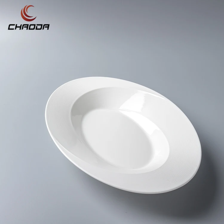 1016 Inch Restaurant Oval Soup Bowls Elliptical Soup Plate Crockery