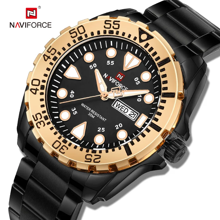 

navy force 9105 Quartz Waterproof Steel men watches Luxury brand Naviforce official store brand owner of Naviforce watch, Red;gold;rose gold;white