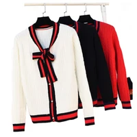 

Wholesale Cardigan Striped Edges with Butterfly Knot Ladies Autumn Winter women cardigan Sweater