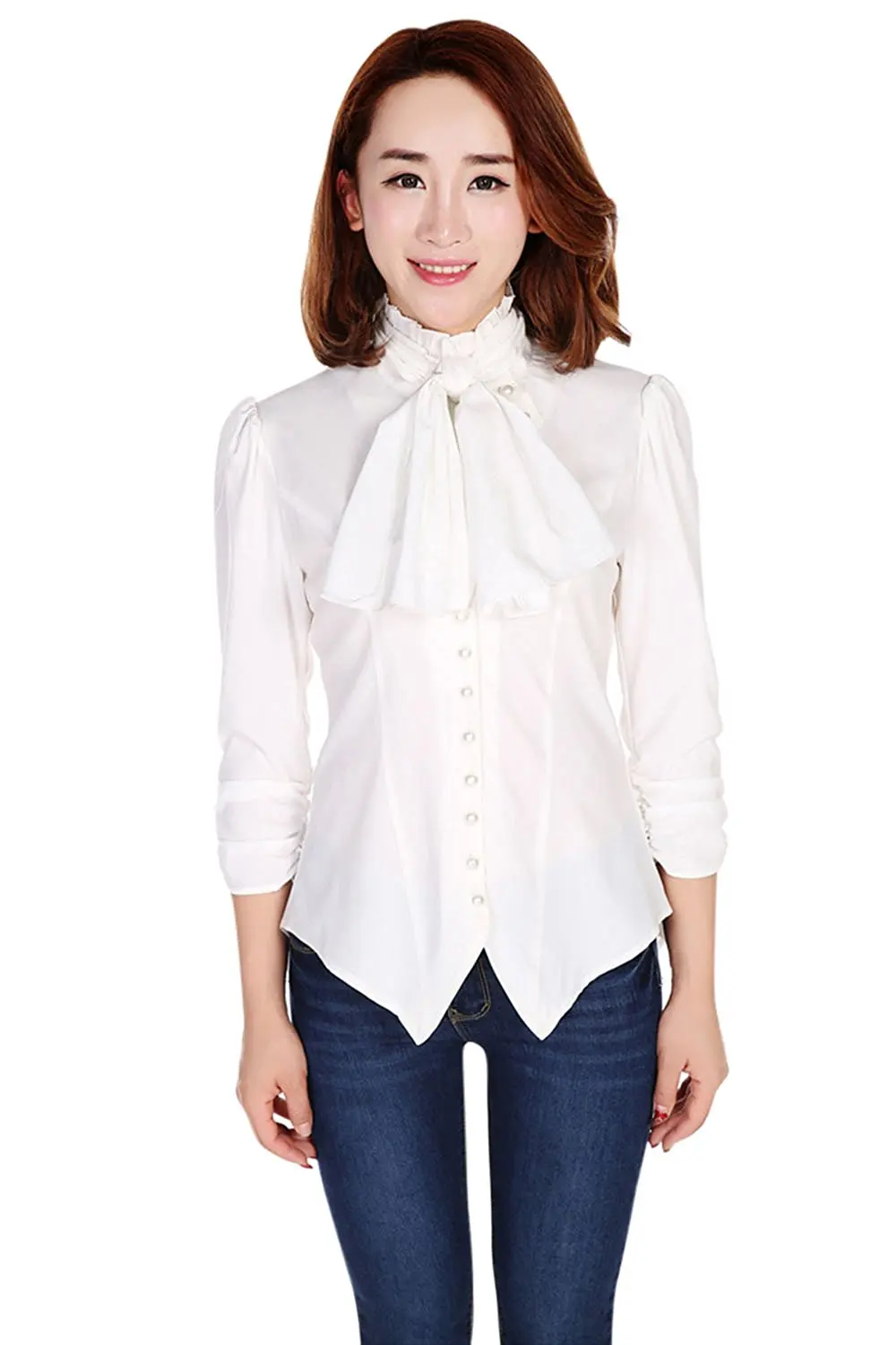 Cheap White High Neck Ruffle Blouse, find White High Neck Ruffle Blouse ...