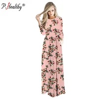 

Wholesales Phealthy new style fashion muslim printed long sleeve dress