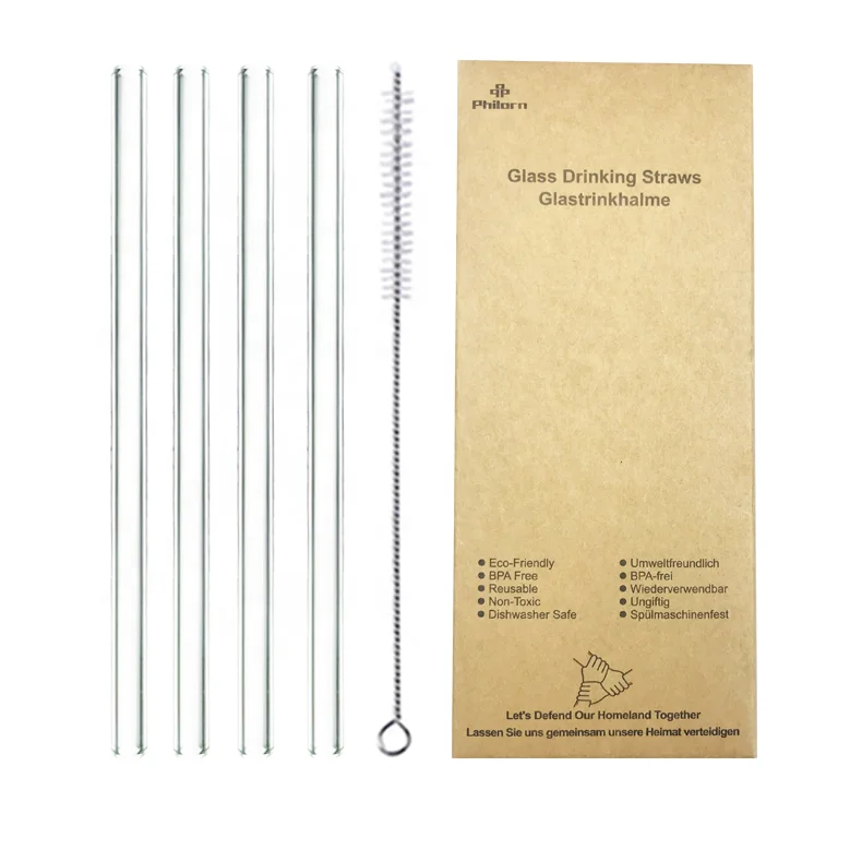 

Custom reusable drinking glass straw factory straw glass set glass straws