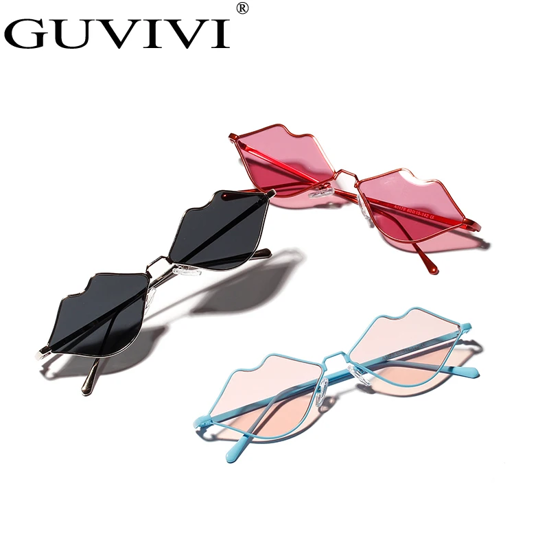 

GUVIVI Kiss sunglasses wholesale small lovely lip shaped Stainless steel sunglasses, Please see color card