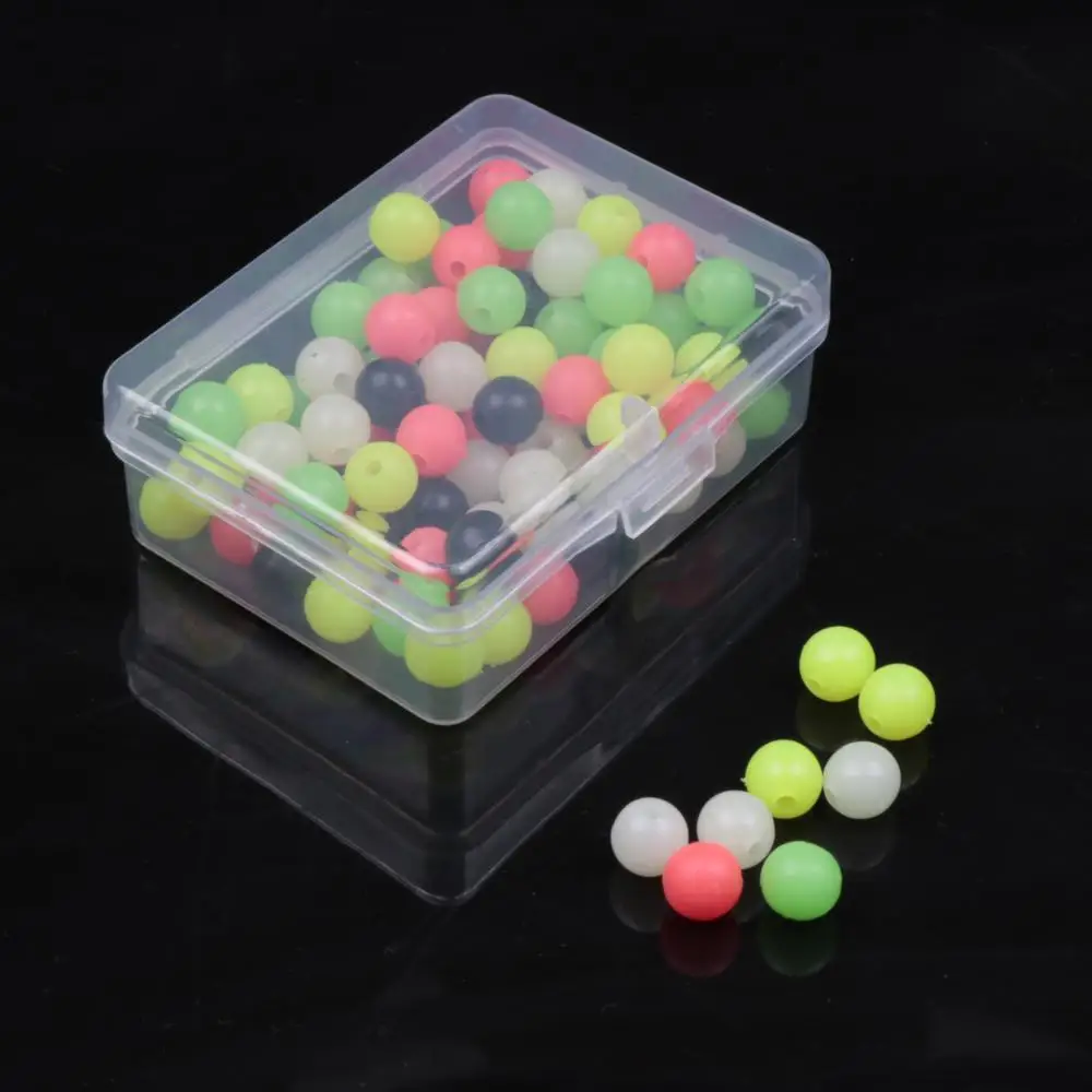 

100pcs Luminous Fishing Bead Assorted Hard Plastic Round Beads 3-12mm Fishing Lures Baits Beads Fishing Tackle Tools, Mixed