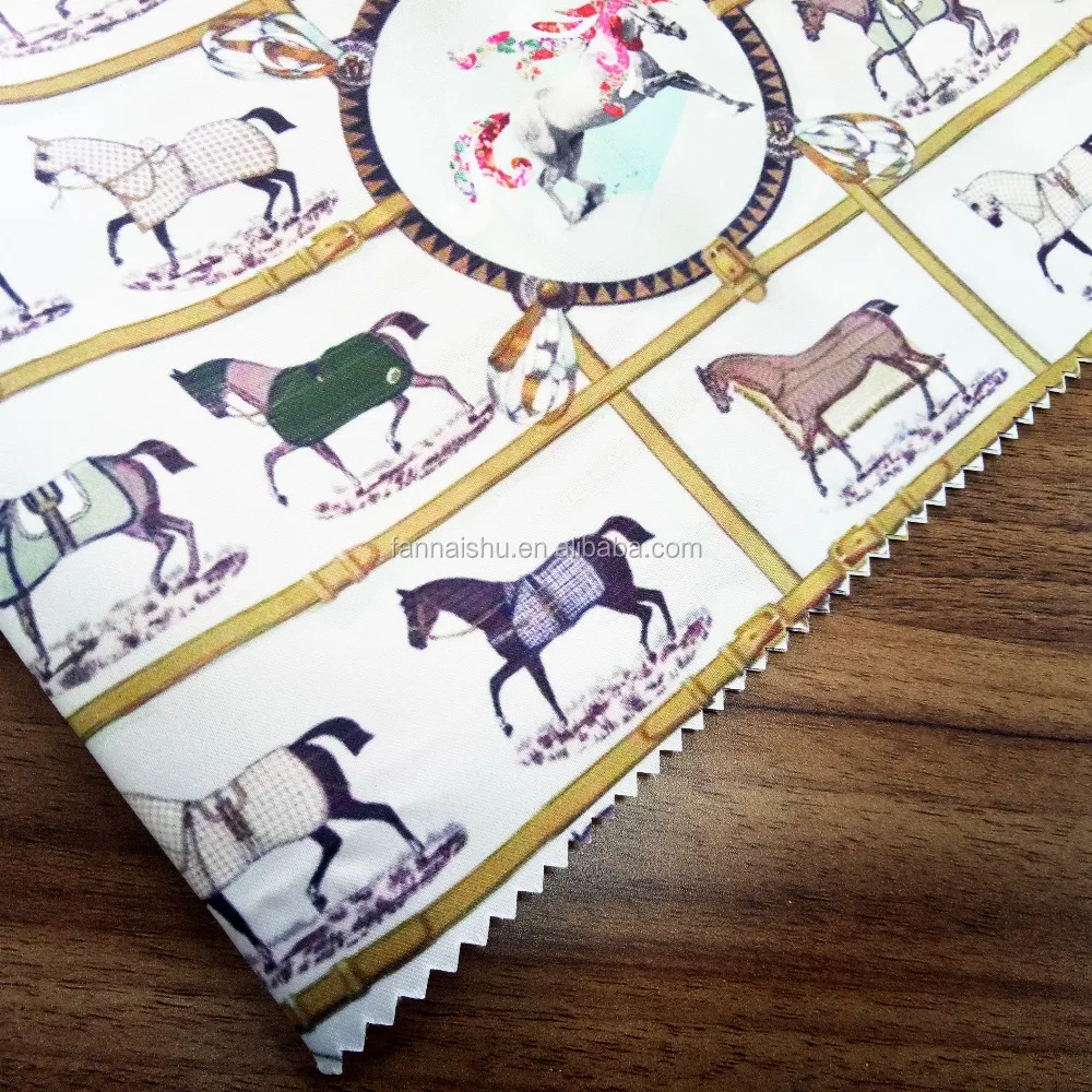 100% Polyester Horse Print Satin Fabric for Dress and Blouse