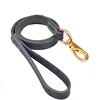 Durable Genuine Leather Dog Pet Walking Leash K9 Training Leads Total Length 110cm Width 1.6 / 2.0cm Black Brown Colors