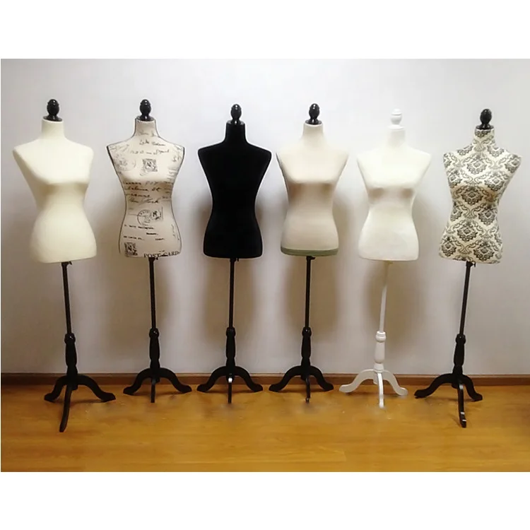 Foam Made Female Mannequin Dress Form Covered With Various Fabric