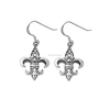 High Polish Unique Cute Jewelry 925 Sterling Silver Fleur de Lis Hook Drop Earrings For Ladies