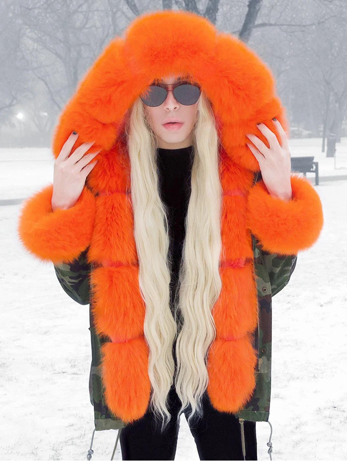 Camouflage fur parka online