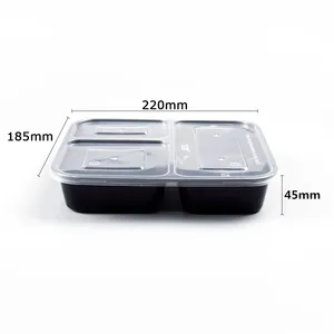 Image of 2019 Best Selling F379 3 Compartmente Plastic Microwave Bento Lunch Box Leakproof Food Packaging Containers