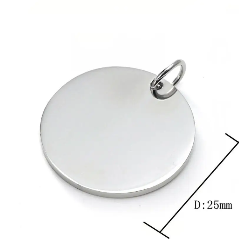 

Stainless Steel silver color round blank charm for DIY jewelry making