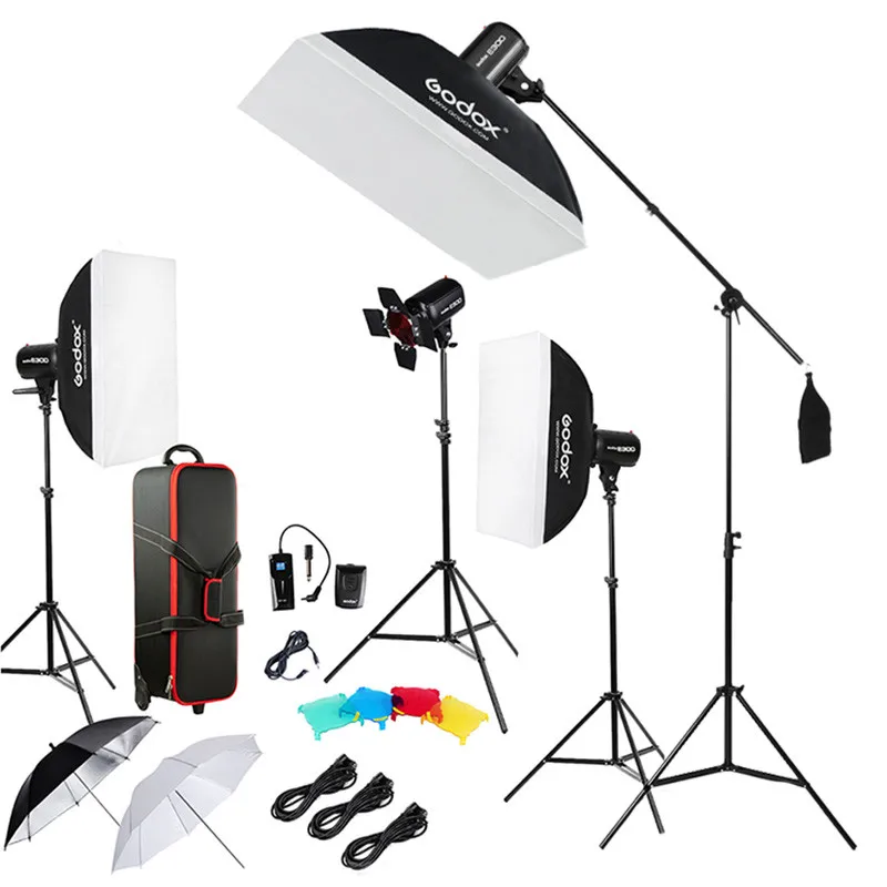 Godox SK400II 1200W Professional Photography Studio Lighting kit Lamp 4 * 300W Flash Strobe Light Kit Set